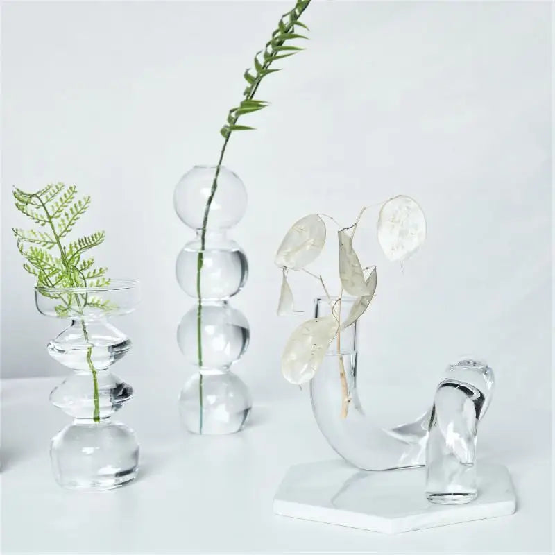 Clear Ribbed Glass Vase