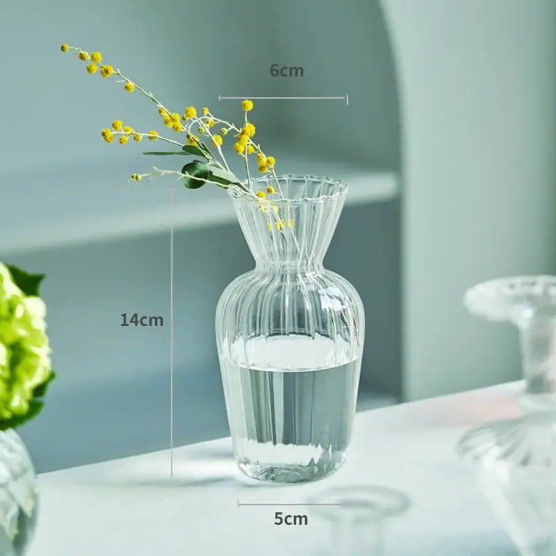 Clear Ribbed Glass Vase