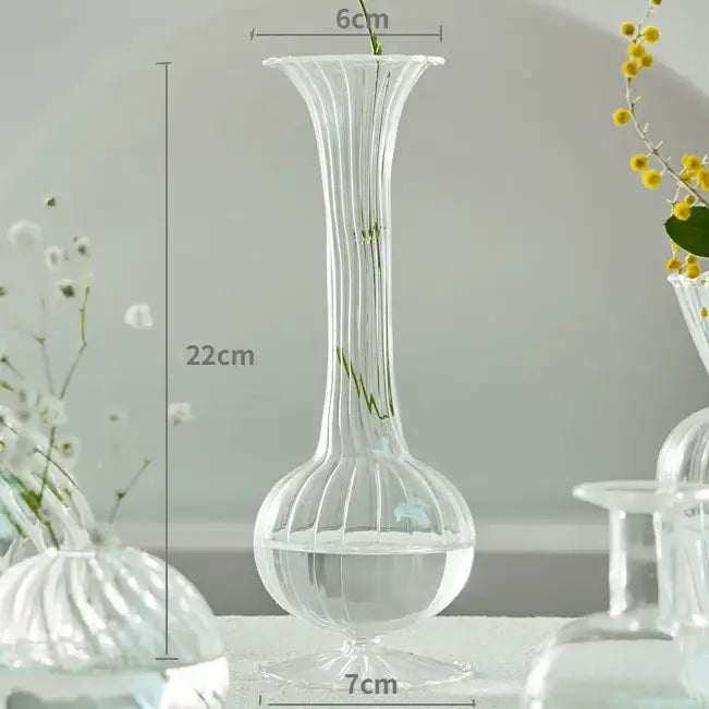 Clear Ribbed Glass Vase