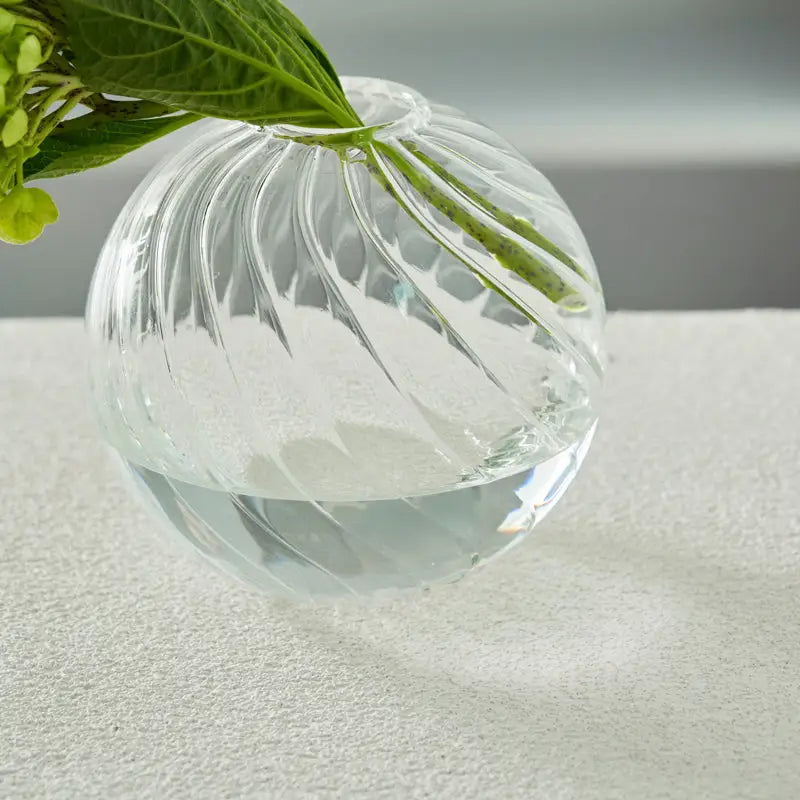 Clear Ribbed Glass Vase