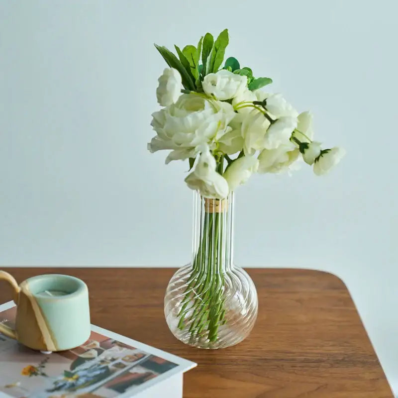Clear Ribbed Glass Vase