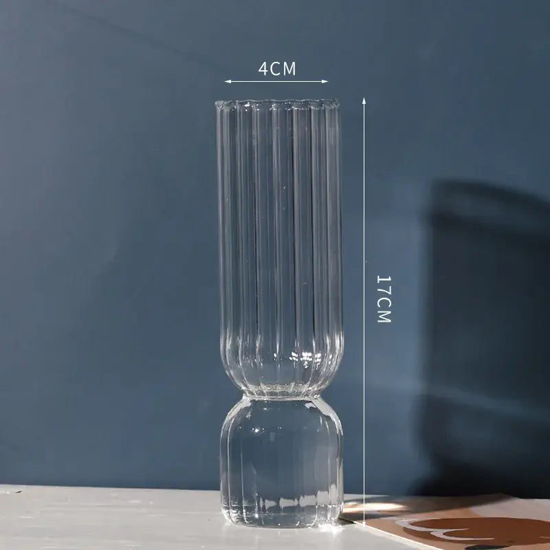 Clear Ribbed Glass Vase