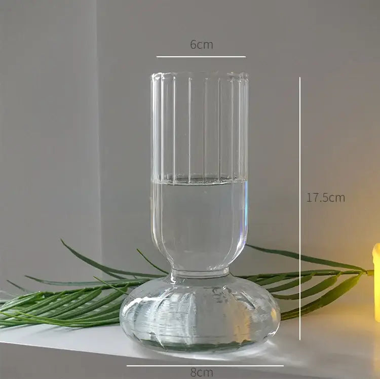 Clear Ribbed Glass Vase