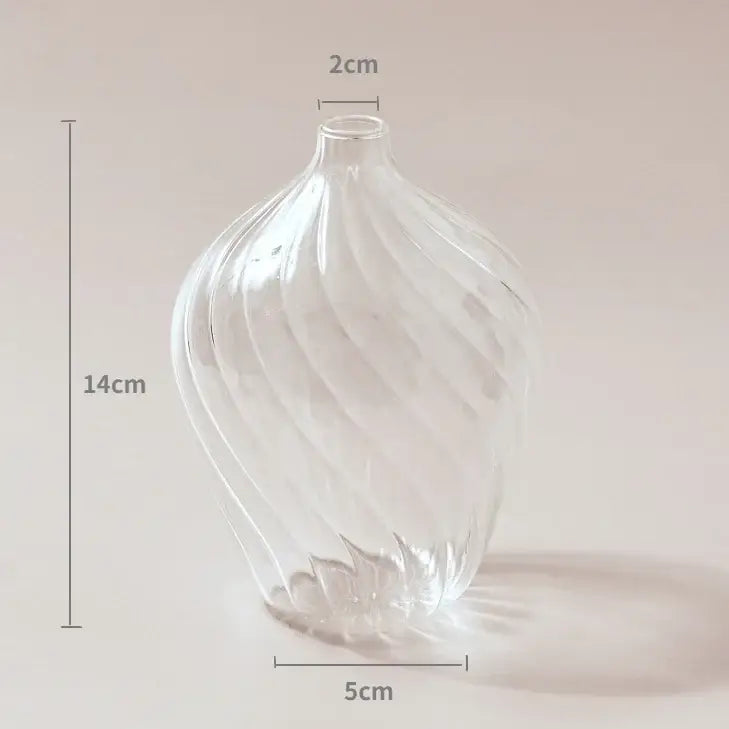 Clear Ribbed Glass Vase