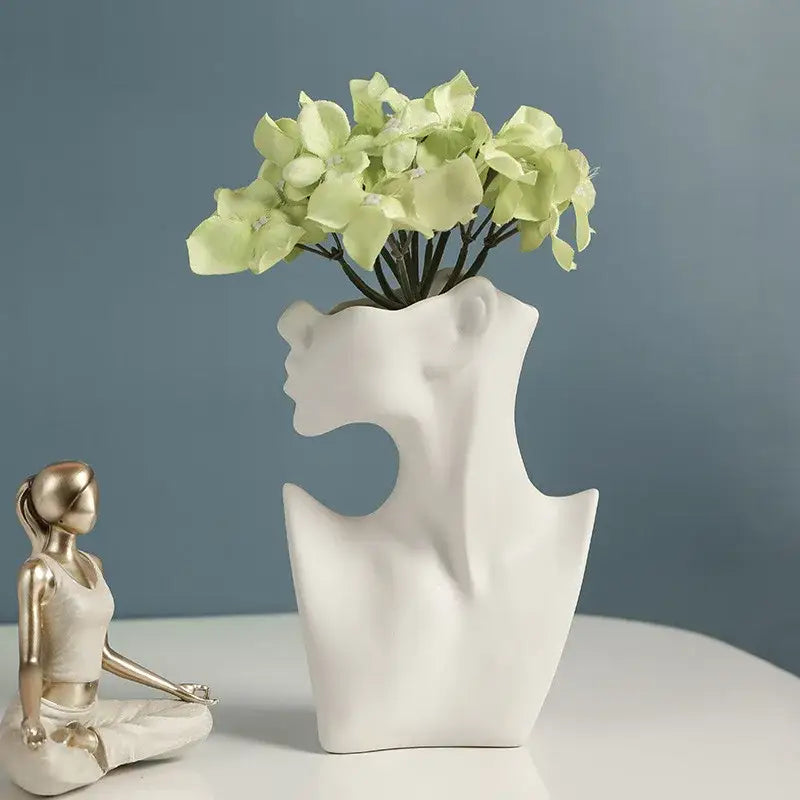 White Ceramic Head Vase