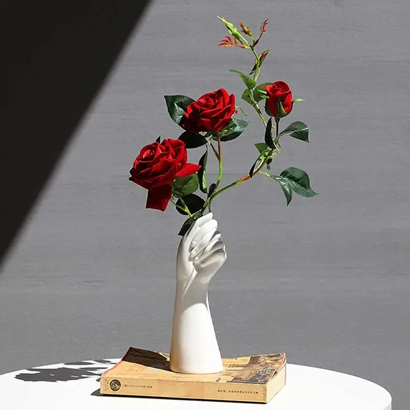 White Ceramic Hand Vase