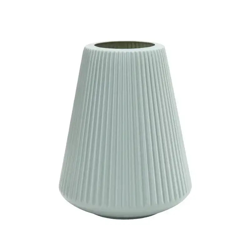 Blue Ribbed Ceramic Vase