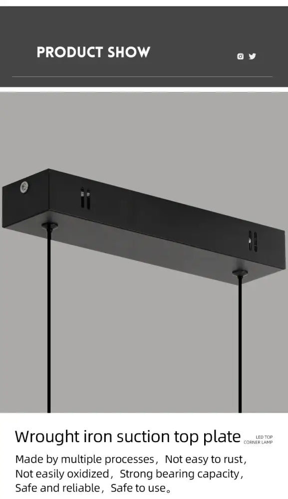 Black Linear Pendant Light 100cm for Dining