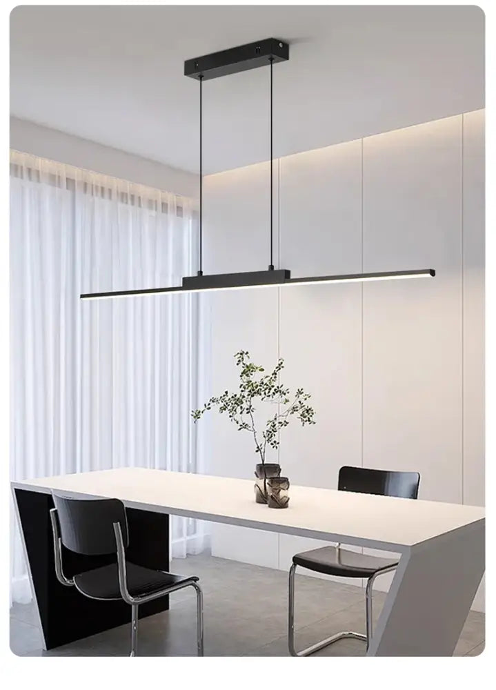 Black Linear Pendant Light 100cm for Dining