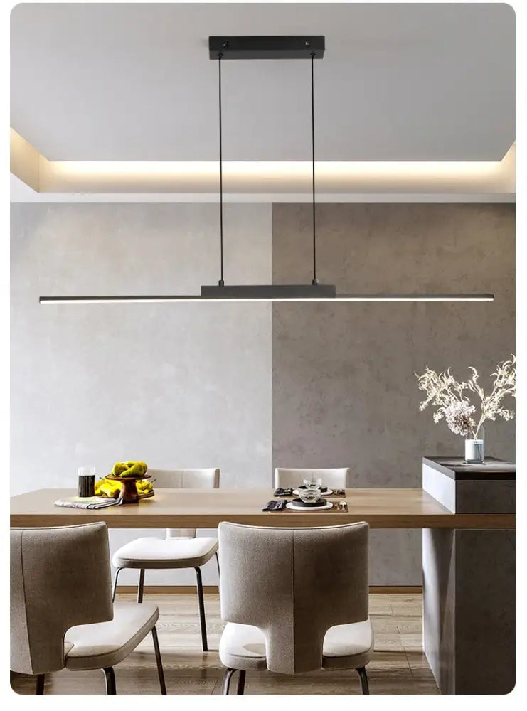 Black Linear Pendant Light 100cm for Dining