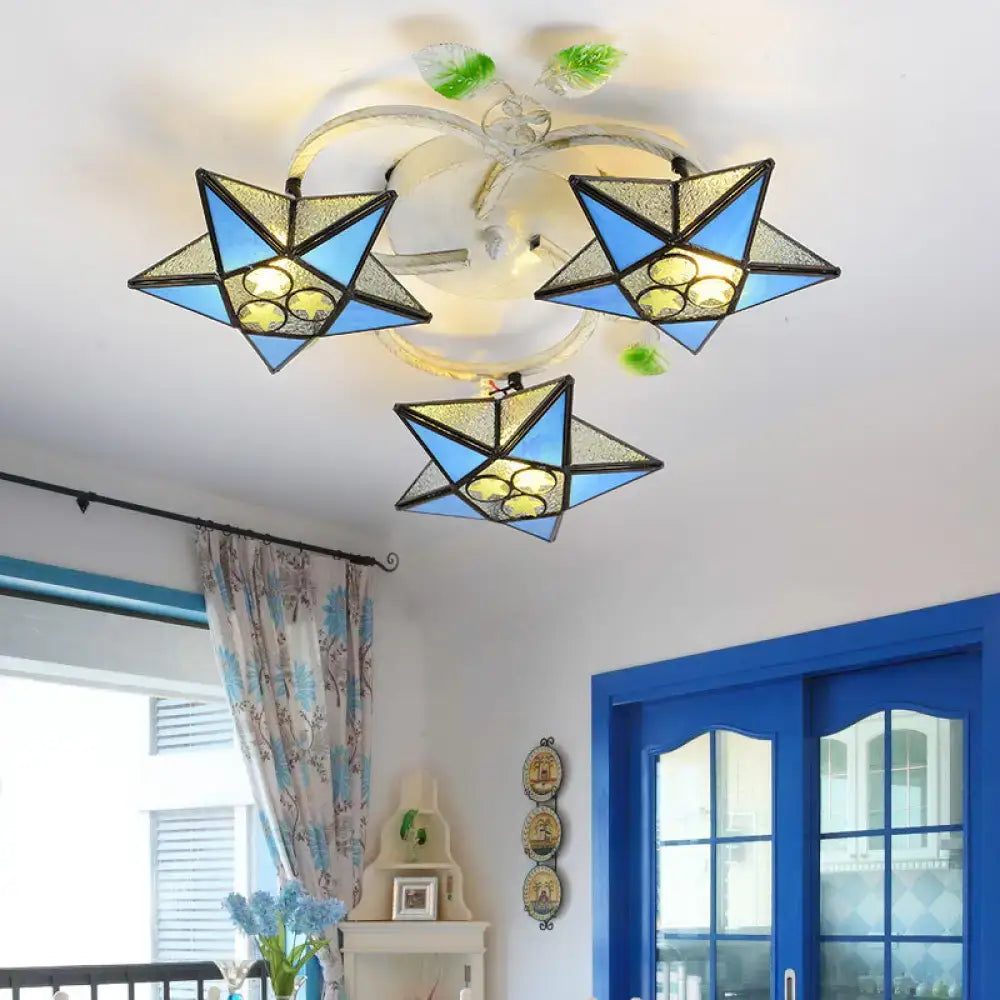 Tiffany Glass Star Ceiling Light