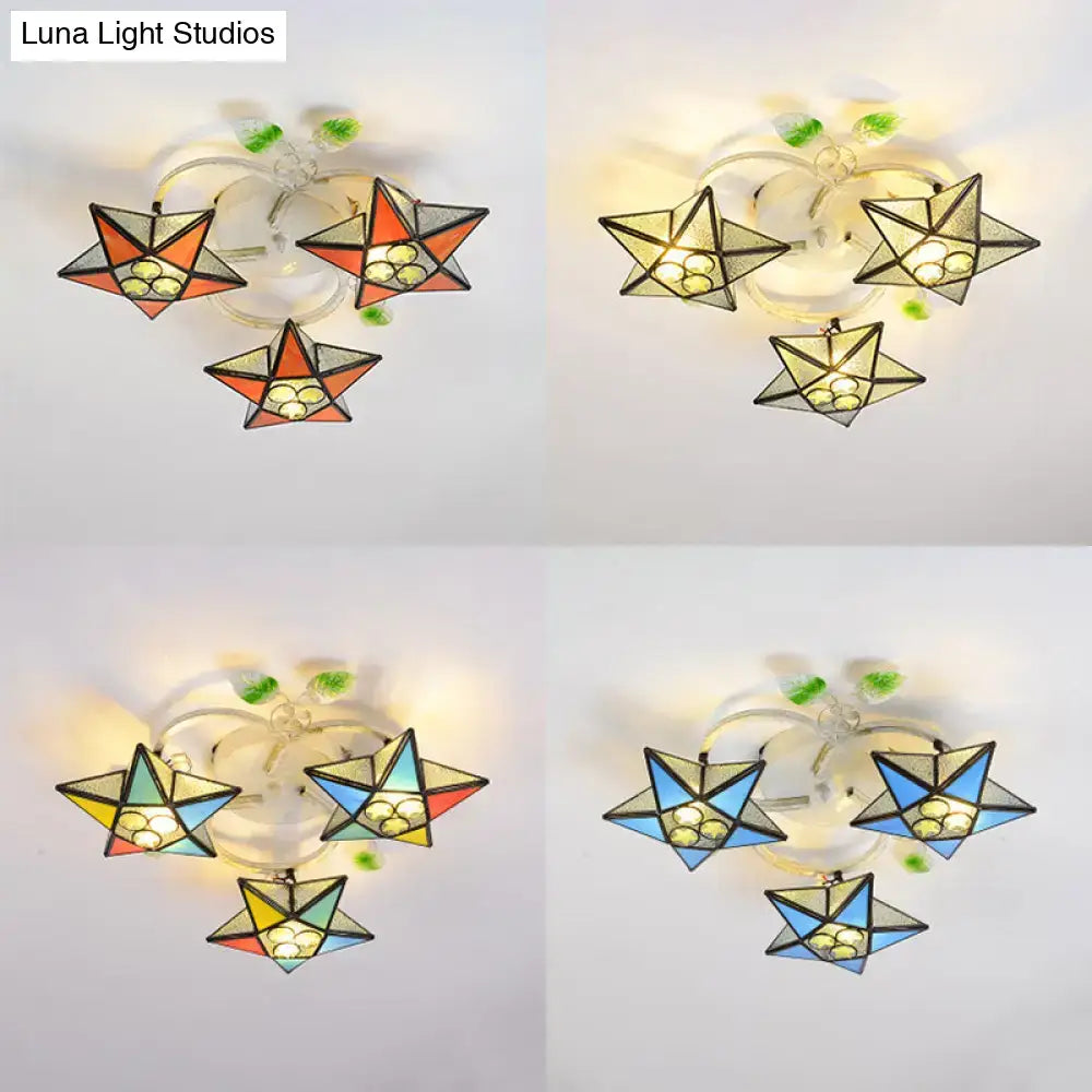 Tiffany Glass Star Ceiling Light