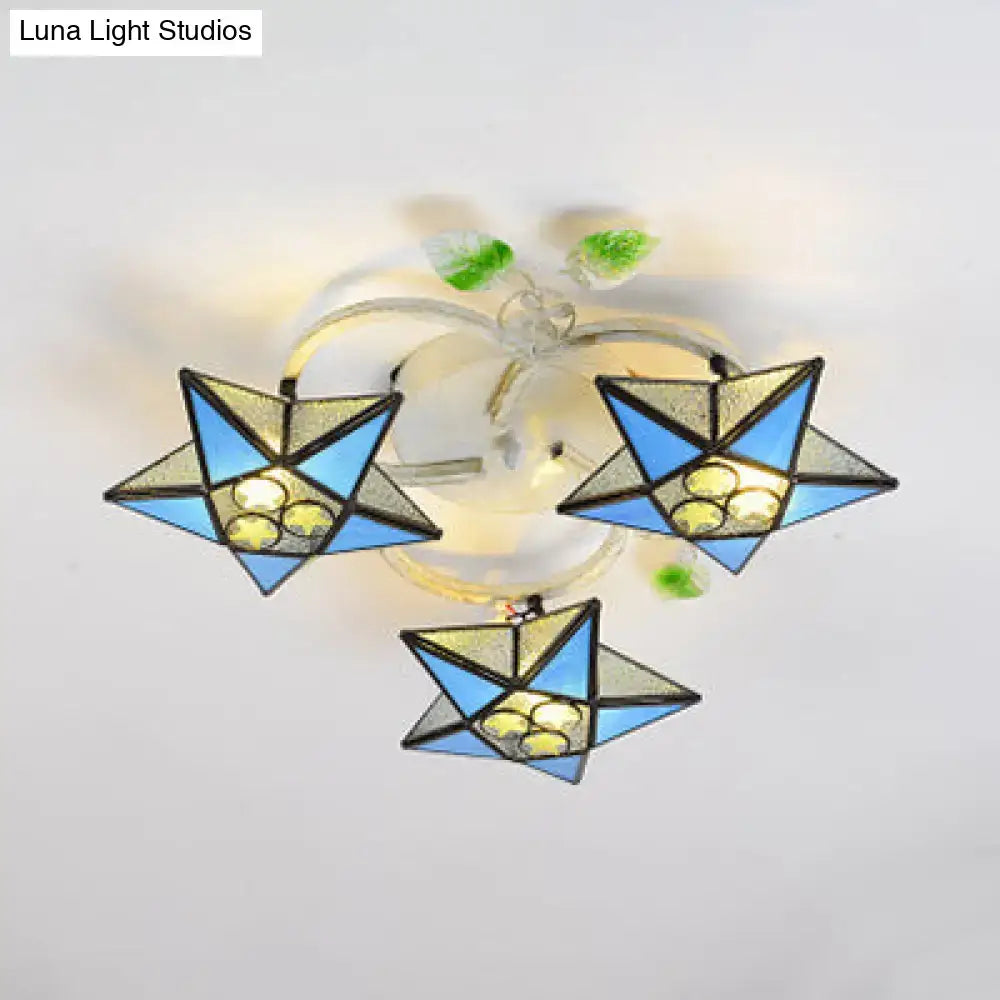 Tiffany Glass Star Ceiling Light