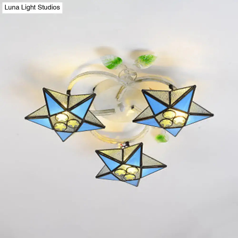 Tiffany Glass Star Ceiling Light