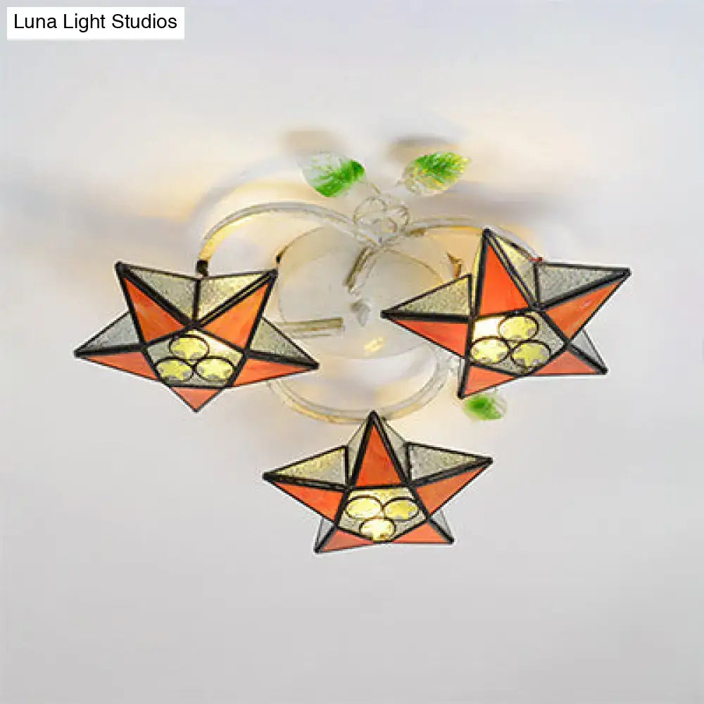 Tiffany Glass Star Ceiling Light