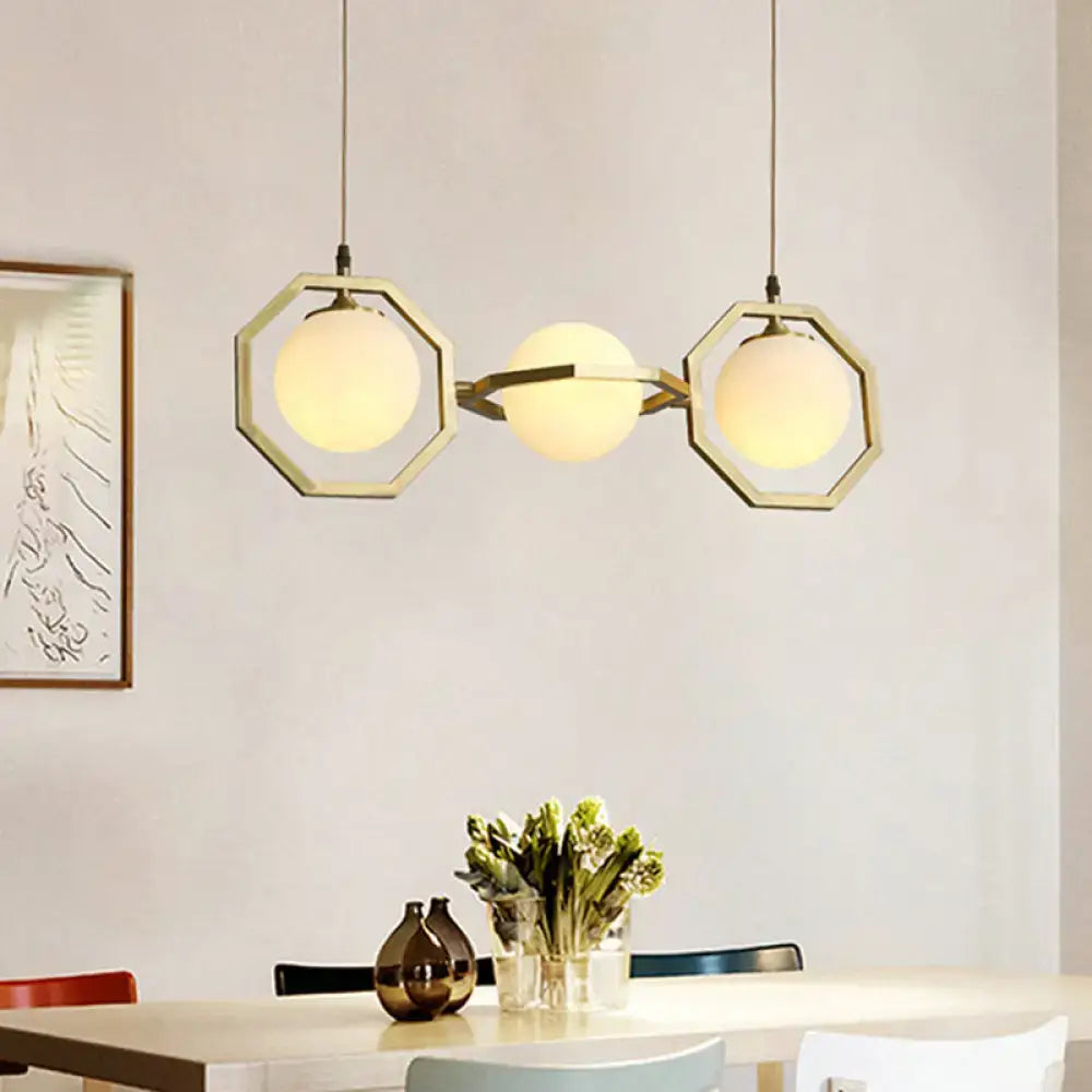 Gold Frosted Glass Octagon Pendant Dimmable
