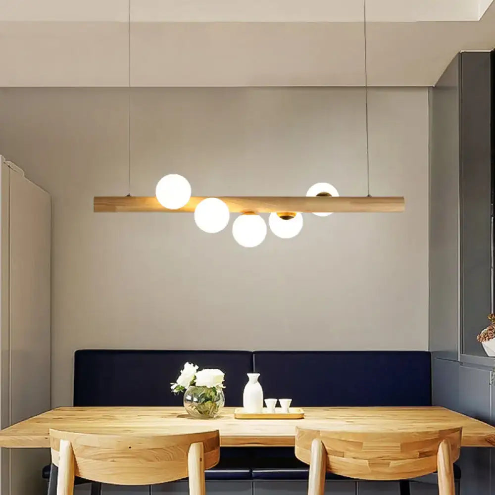 Wood Globe Pendant Light