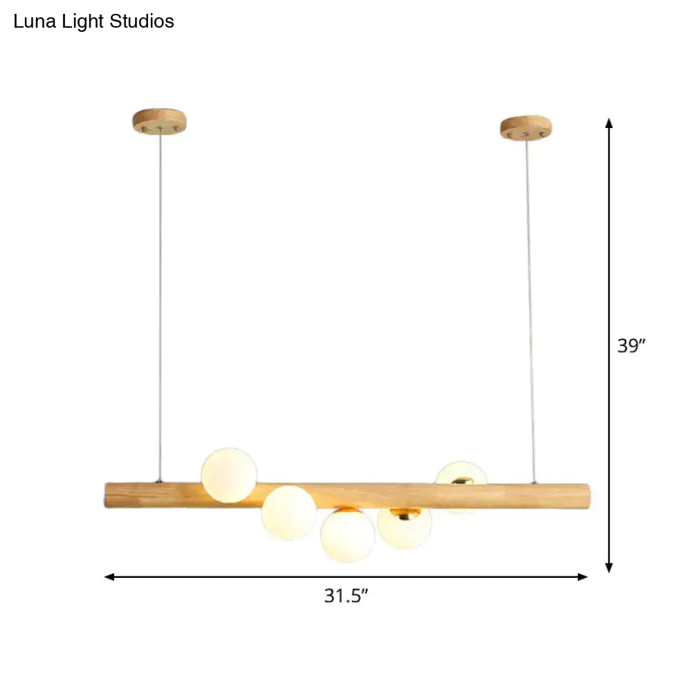 Wood Globe Pendant Light