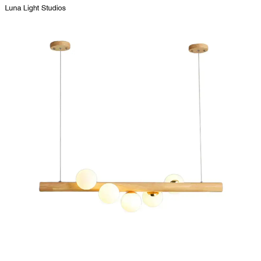 Wood Globe Pendant Light