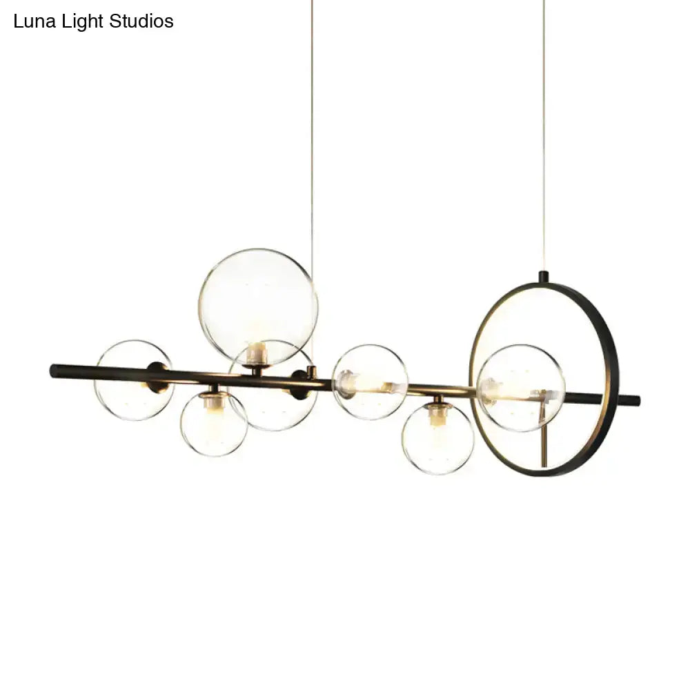 Black Glass Island Pendant Seven-Bulb Design