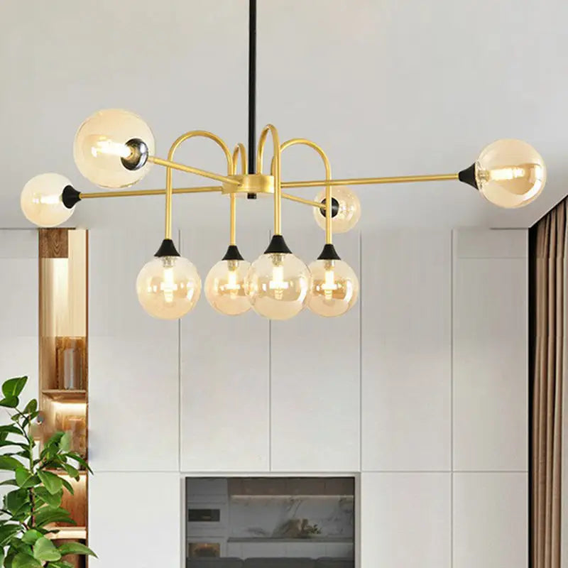 Gold Clear Glass Chandelier