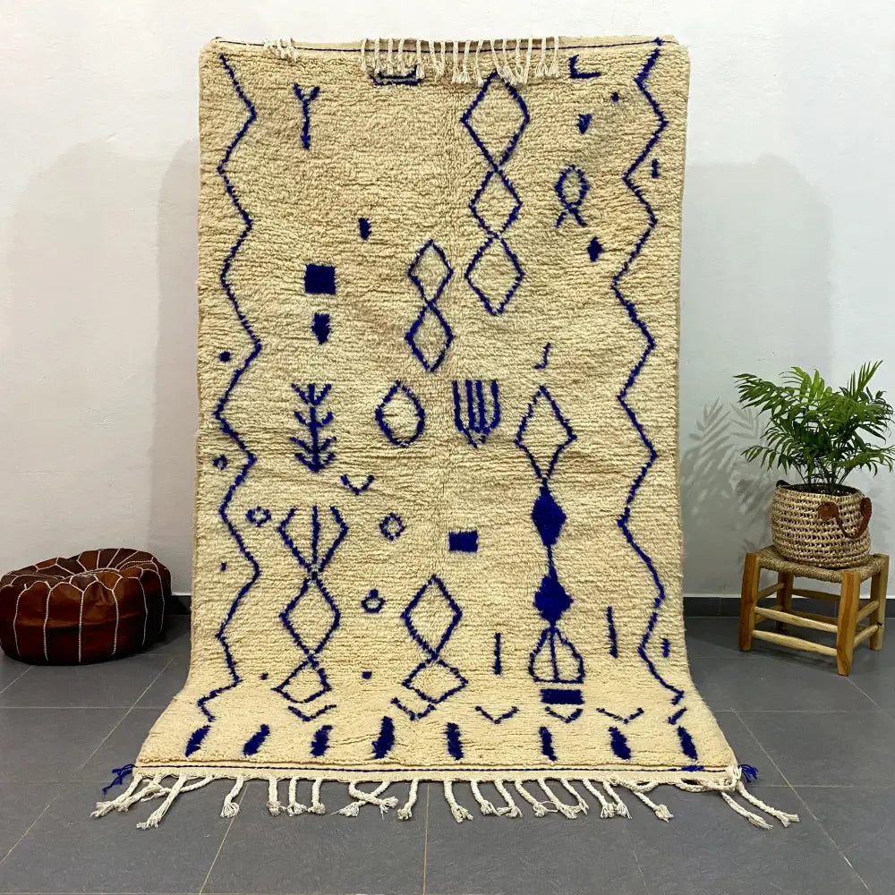 Beige Navy Moroccan Rug