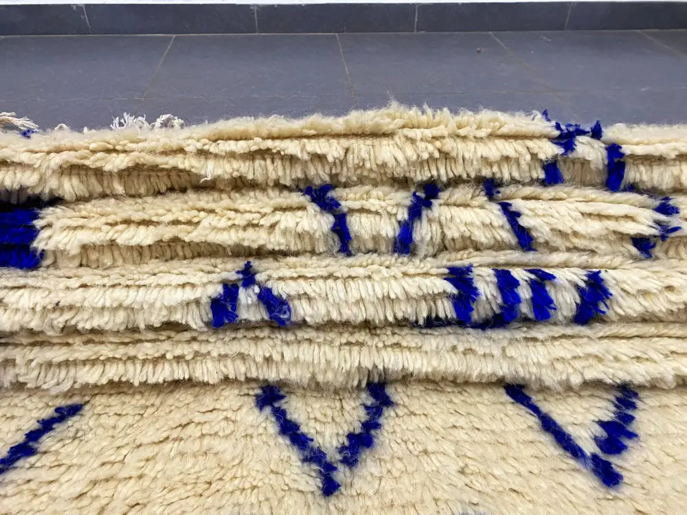 Beige Navy Moroccan Rug