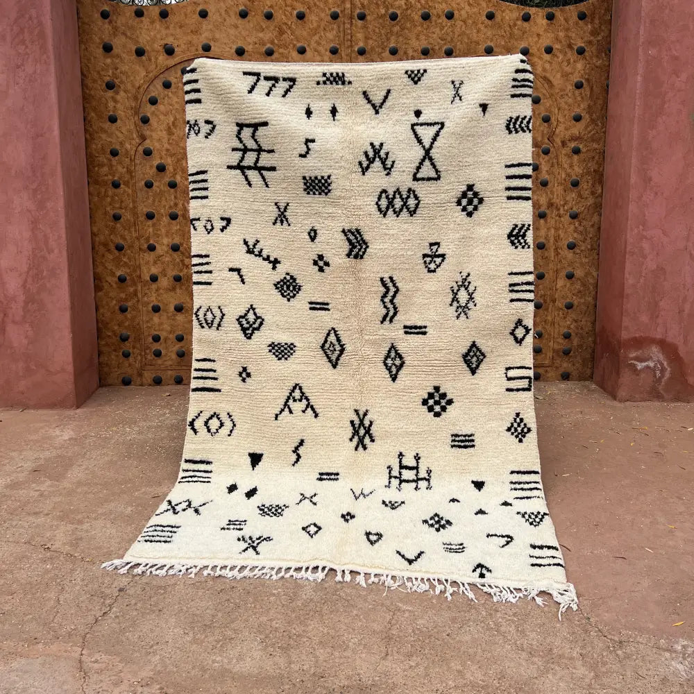 Cream Black Moroccan Carpet