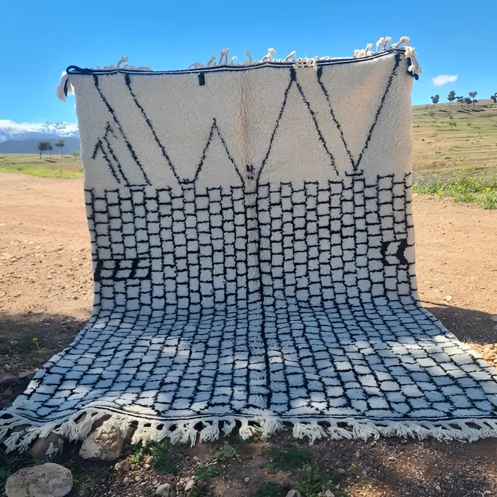 Beige Black Moroccan Rug