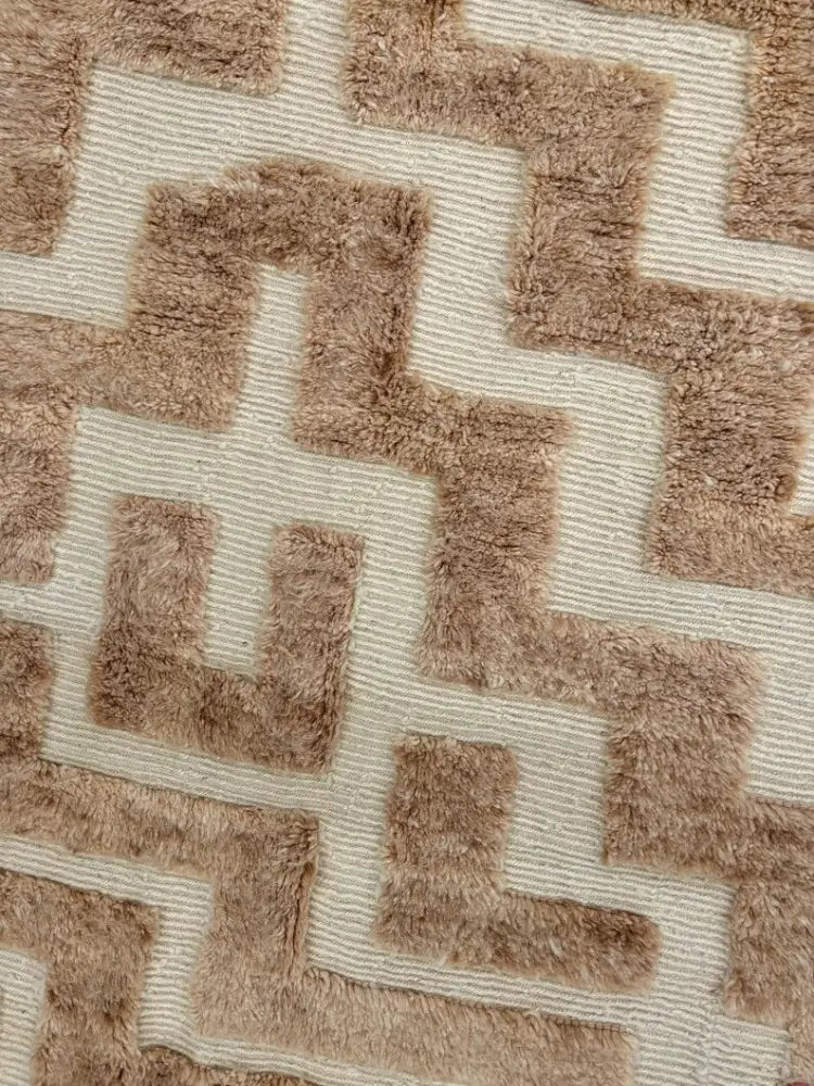 Beige Wool Moroccan Rug for Boho Interiors