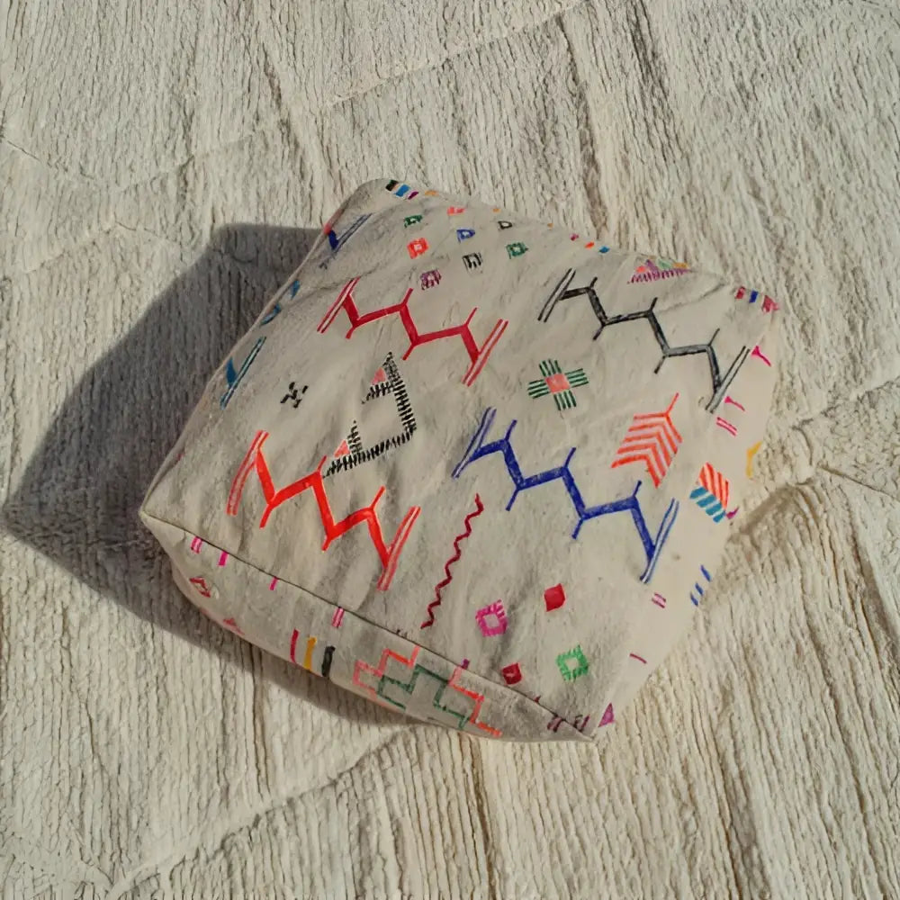 Beige Wool Beniourain Pouf