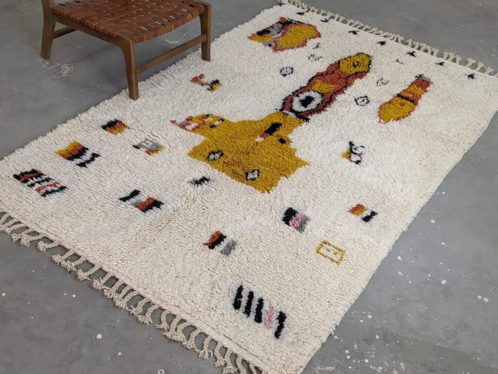 Cream Mustard Moroccan Rug