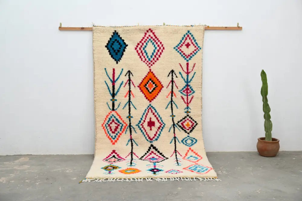 Sophisticated Beige Geometric Azilal Rug