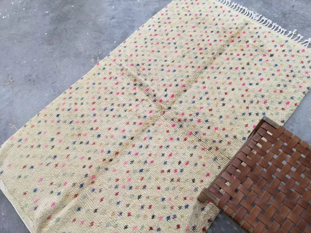 Beige Wool Azilal Rug for Living Area
