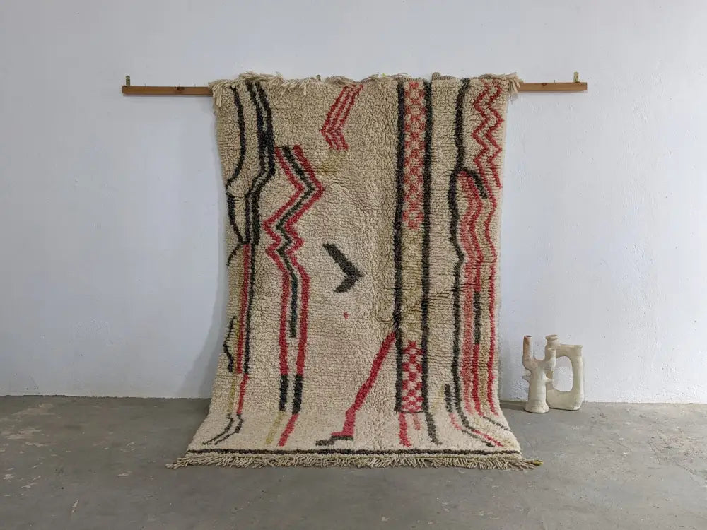 Beige Wool Moroccan Rug for Living Room