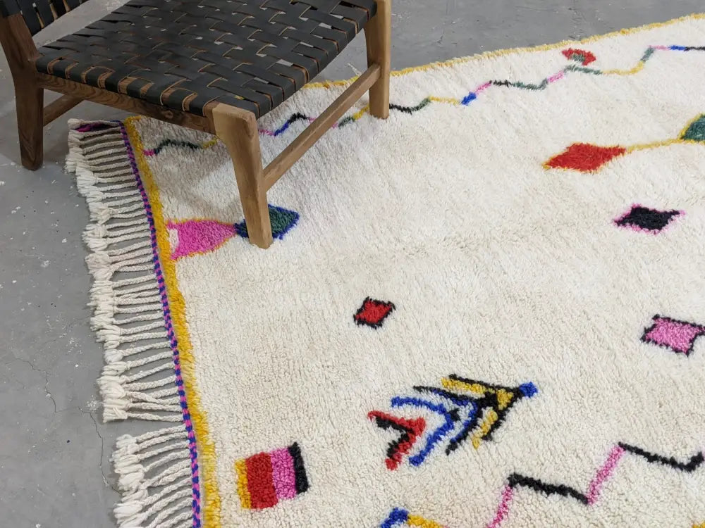 Artisan-Crafted Beige Azilal Moroccan Rug