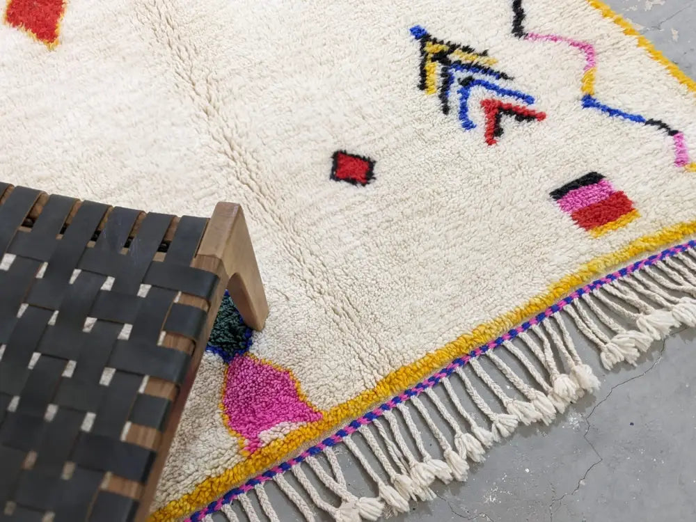 Artisan-Crafted Beige Azilal Moroccan Rug