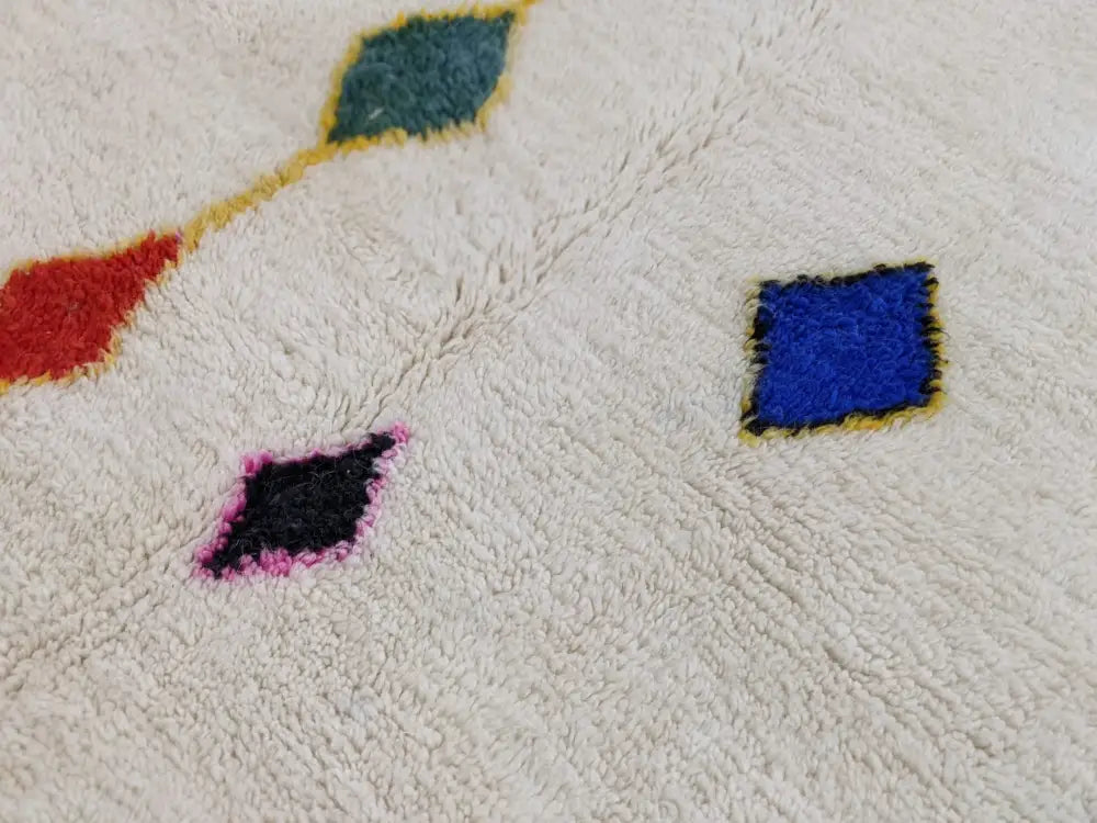 Artisan-Crafted Beige Azilal Moroccan Rug