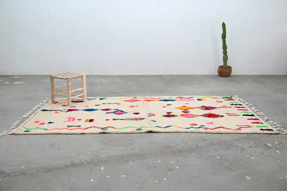 Beige Geometric Azilal Rug for High-Traffic Areas