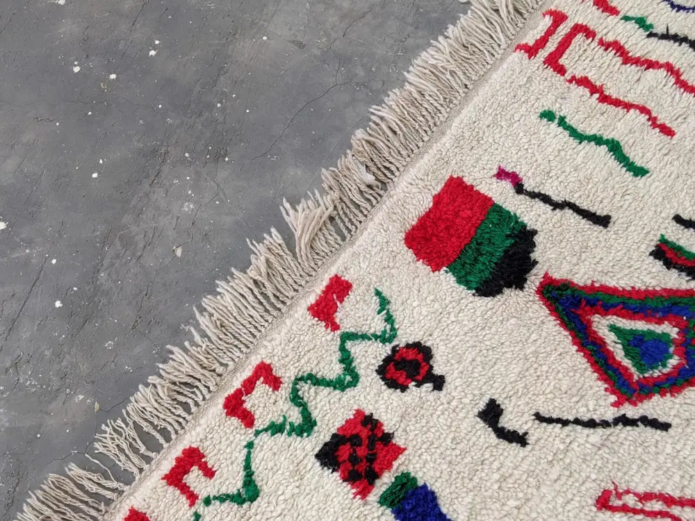 Beige Geometric Wool Rug