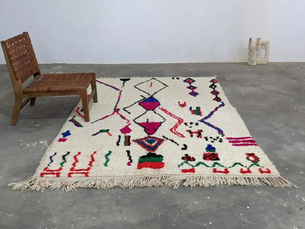 Beige Geometric Wool Rug