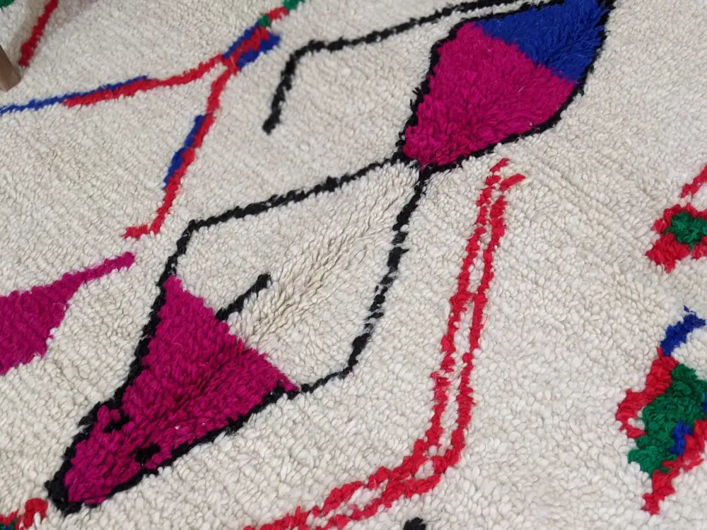 Beige Geometric Wool Rug
