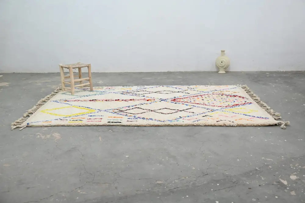 Handmade Beige Geometric Moroccan Rug