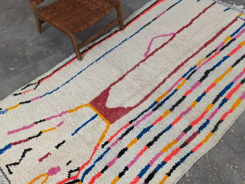 Beige Striped Wool Rug