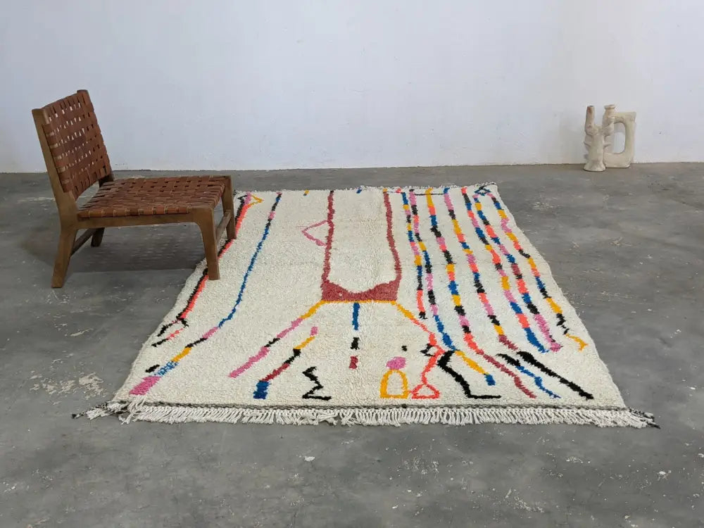 Beige Striped Wool Rug