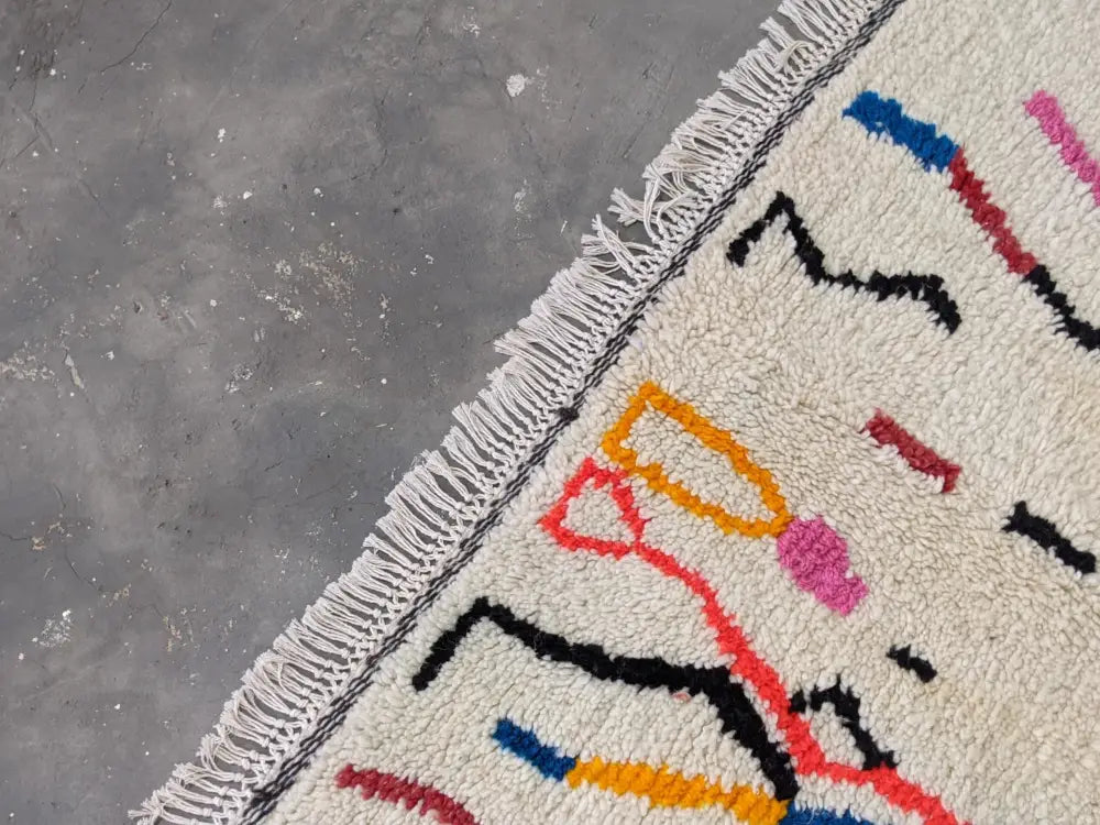 Beige Striped Wool Rug