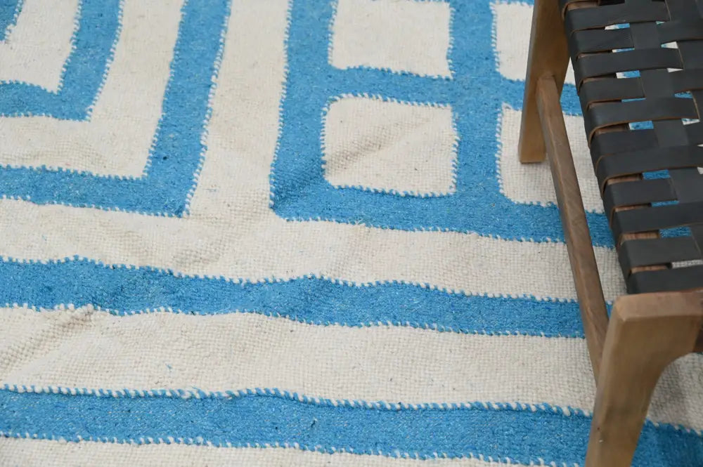 Beige Blue Moroccan Rug
