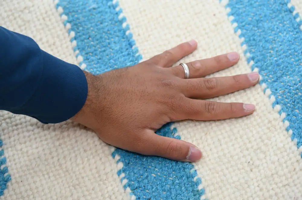 Beige Blue Moroccan Rug