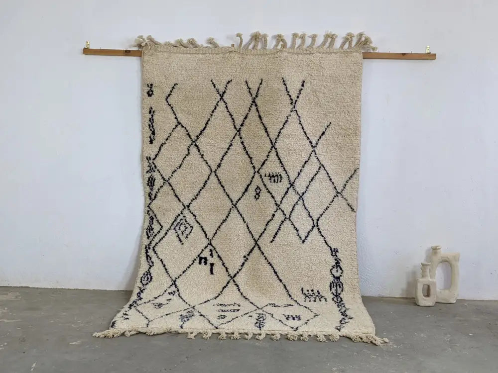 Beige Black Moroccan Rug for Bedroom Sanctuary
