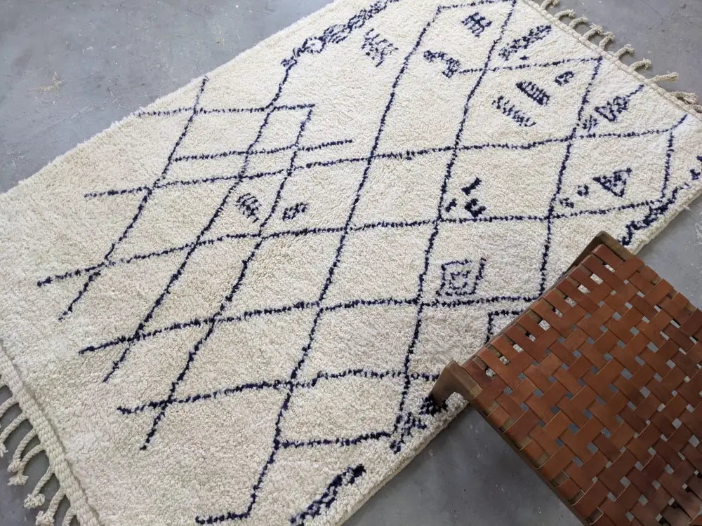 Beige Black Moroccan Rug for Bedroom Sanctuary
